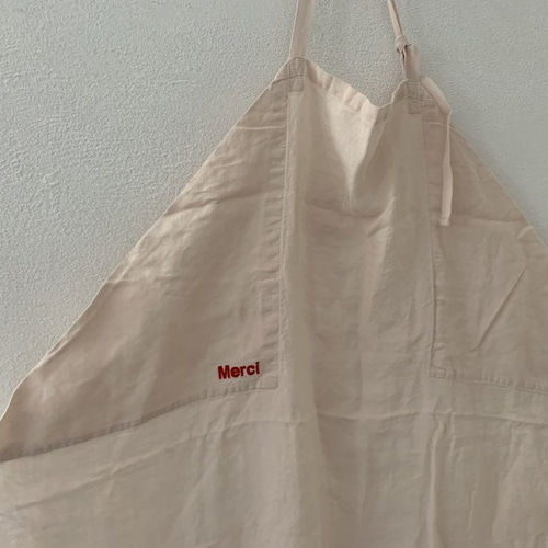 Merci エプロン ピンクベージュ