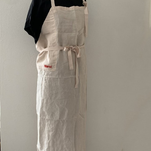 Merci エプロン ピンクベージュ