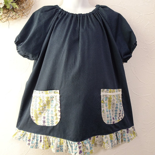 入園入学スモック女の子ドット柄