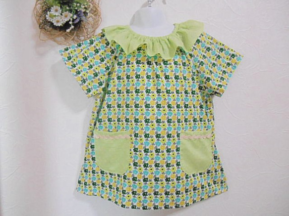 入園入学スモック女の子ドット柄