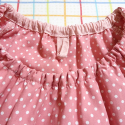 一点もの　100cm yuwa花柄生地　ピンク系　ドット　半袖スモック　入園　入学　女の子 6枚目の画像