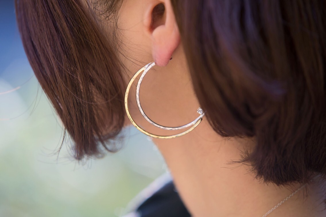 月星ストーンピアス・片耳用(受注制作)