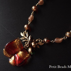 レア！艶やかで美しい～ベネチアン*バタフライ＆イタリア製のお花～ネックレス～１点物 3枚目の画像