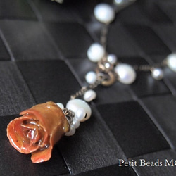 「Creema限定」願いが叶う？麗しの～*本物の薔薇＆淡水真珠～ステーションネックレス～１点物 1枚目の画像