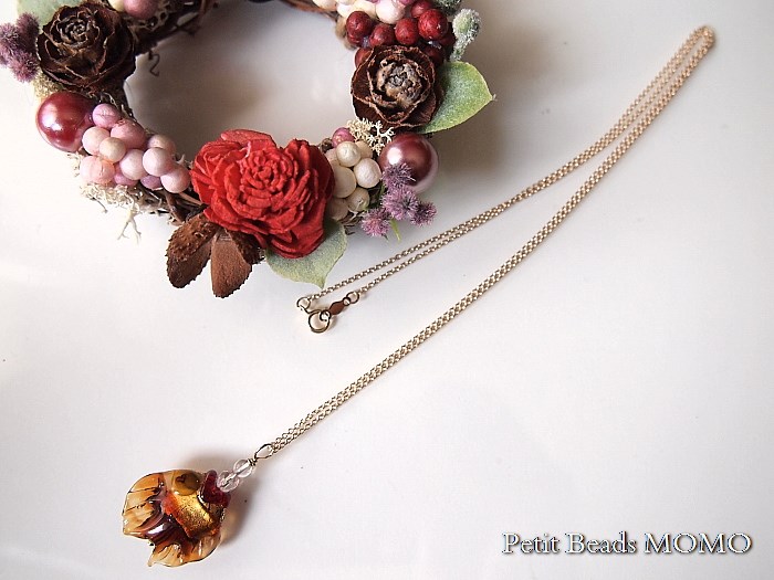 SALE！レア！イタリアの熱帯魚～ベネチアンのお魚（セラーリトパーズ ）＆水晶～14KGF*お守りペンダント～１点物！