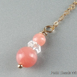 願いががう？１０月誕生石*こっくり甘色ピンクオパール＆愛と情熱のインカローズ＆水晶～14KGFチェーンネックレス 2枚目の画像