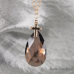 スワロフスキークリスタルランプフィニアル(ゴシッククロス) 光沢真鍮ベー (中古品) 宝石みたい～限定色！スワロフスキー＃8721・しずく(ロザリン