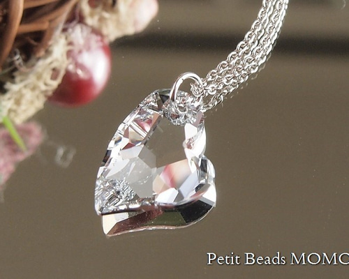 美品❣️ケシパール 天然石 スワロフスキー ベネチアン ガラス ハート ネックレス 美品❣️ケシパール 天然石 スワロフスキー ベネチアン ガラス