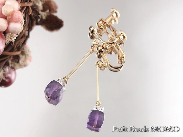 14kgfハンドメイドピアスグリーンのお月さまとブルーのお星さま