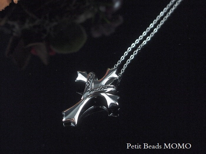 シンプルでカッコいい！クロス＆ハートSilver925～チェーンネックレスor革紐チョーカー*バレンタインデーにも♡