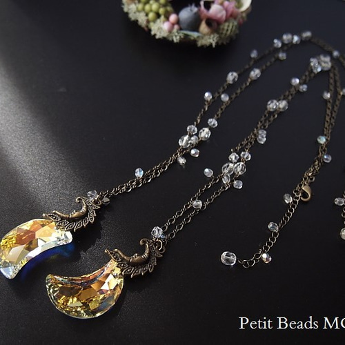 魅惑の輝き☆彡スワロフスキー#6722三日月*クリスタルオーロラ～ロング  