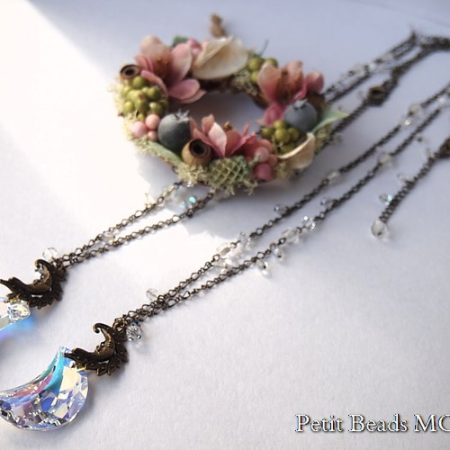 魅惑の輝き☆彡スワロフスキー#6722三日月*クリスタルオーロラ～ロング  