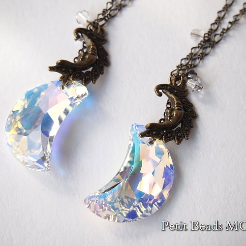 魅惑の輝き☆彡スワロフスキー#6722三日月*クリスタルオーロラ～ロング  