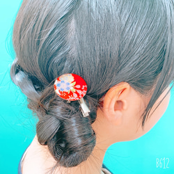 ❁⃘友禅和紙のヘアクリップ（金）❁⃘ブローチにも 和装 プレゼント ヘアアクセサリー 卒業式 送料無料 ラッピング無料 3枚目の画像