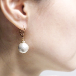 【pebble Ammi】Vintage paper pearl　フレンチフックピアス　<a020-ear> 5枚目の画像