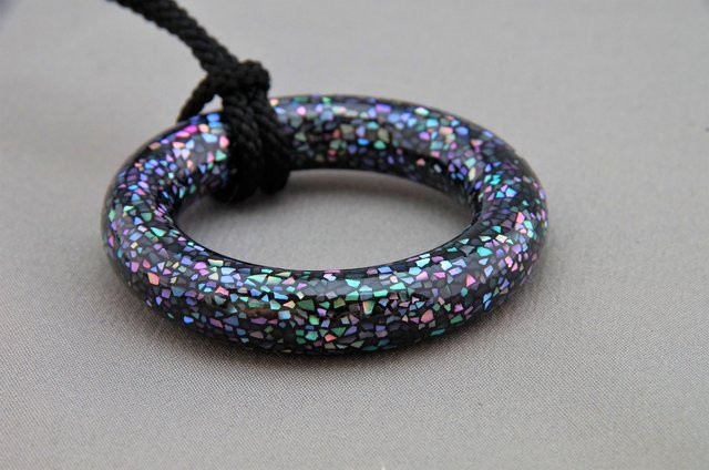 螺鈿蒔絵ペンダント　銀河　大