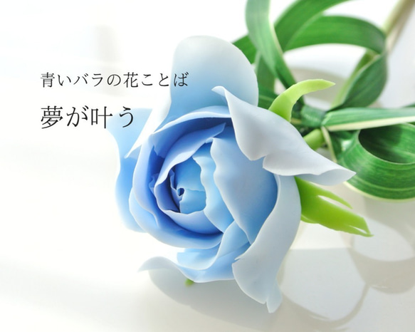 ペット似顔絵★癒しの花いぬ花ねこ∥青いバラ(フレーム付き)(粘土のお花付き) ＃似顔絵オーダー #ギフト #一点物 5枚目の画像