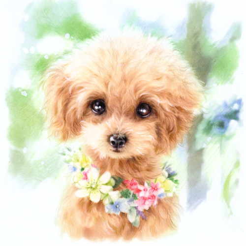 新作揃え 癒しのペット似顔絵☆花の首飾り☆ペットの絵∥動物の絵 チャーム