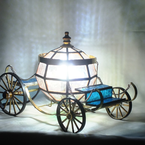 シンデレラのカボチャの馬車（ステンドグラス）LEDランプ