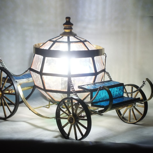 シンデレラのカボチャの馬車　ver．2；クリスタル４　ＬＥＤランプ シンデレラのカボチャの馬車（ステンドグラス）LEDランプ