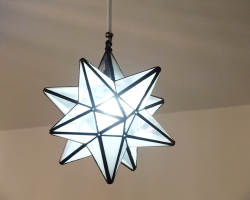 クリアガラスの星灯りBIG ver．6 ステンドグラス手作り 星型 LED