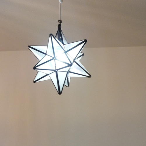 クリアガラスの星灯りBIG ver．6 ステンドグラス手作り 星型 LED