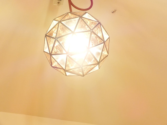 セピア色したソフィアのペンダントライト（クリア、ジオデシック、テラリウムドーム、ＬＥＤ電球付） 4枚目の画像