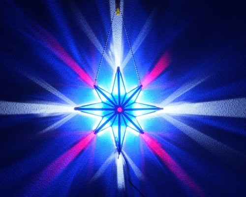 十字星（ステンドグラス、LEDランプ 壁掛けタイプ） スタンドライト