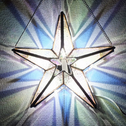 クリスタルガラスの星が灯る部屋に・・ver.2　　（ステンドグラス、ＬＥＤランプ　壁掛け） 1枚目の画像