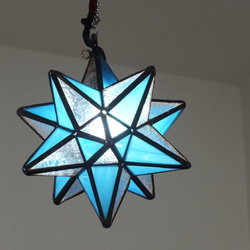 星の灯り 浅黄色 ステンドグラス手作り 星型 LEDランプ 238