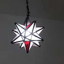 薄桜色と桃色の星灯り ステンドグラス手作り 星型 LEDランプ ピンク