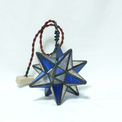 星の灯り；フェルメールブルー 　　ステンドグラス手作り  LＥＤランプ　689-36 6枚目の画像