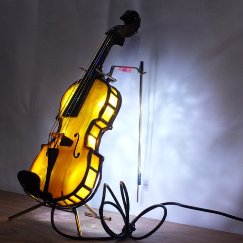 バイオリン;ステンドグラス作品 ver.7 LEDを組み込んだ バイオリン;ステンドグラス作品 ver.7 LEDを組み込んだ