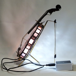 マホガニーのバイオリン；ステンドグラス　ＬＥＤを組み込んだ手作りランプ72　ver．3 7枚目の画像