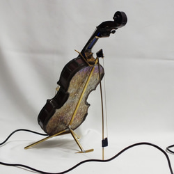 マホガニーのバイオリン；ステンドグラス　ＬＥＤを組み込んだ手作りランプ72　ver．3 9枚目の画像