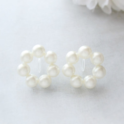 *3461*Pearl hoop earring／pierce(ホワイト) 2枚目の画像