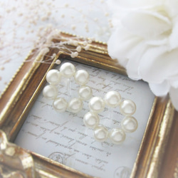 *3461*Pearl hoop earring／pierce(ホワイト) 3枚目の画像