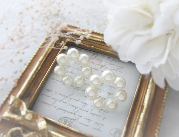 *3461*Pearl hoop earring／pierce(ホワイト) 3枚目の画像