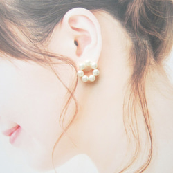 *3461*Pearl hoop earring／pierce(ホワイト) 5枚目の画像