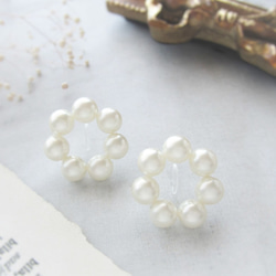 *3461*Pearl hoop earring／pierce(ホワイト) 6枚目の画像