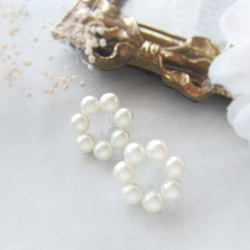 *3461*Pearl hoop earring／pierce(ホワイト) 7枚目の画像