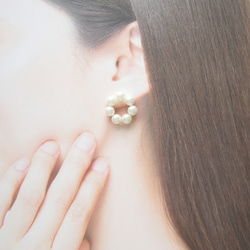 *3461*Pearl hoop earring／pierce(ホワイト) 8枚目の画像