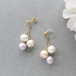 *3646*Colorful Cotton pearl earring／pierce(A) 3枚目の画像