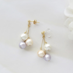 *3646*Colorful Cotton pearl earring／pierce(A) 4枚目の画像