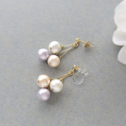 *3646*Colorful Cotton pearl earring／pierce(A) 5枚目の画像