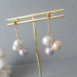 *3646*Colorful Cotton pearl earring／pierce(A) 10枚目の画像