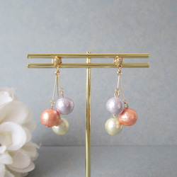 *3648*Colorful Cotton pearl earring／pierce(C) 1枚目の画像