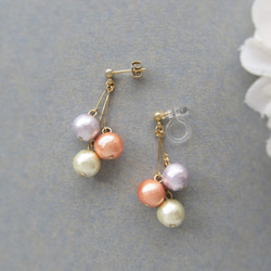 *3648*Colorful Cotton pearl earring／pierce(C) 3枚目の画像