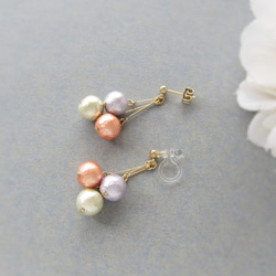 *3648*Colorful Cotton pearl earring／pierce(C) 5枚目の画像