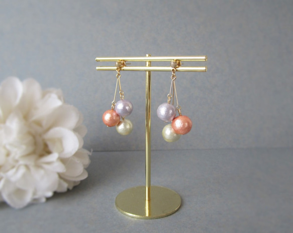 *3648*Colorful Cotton pearl earring／pierce(C) 9枚目の画像